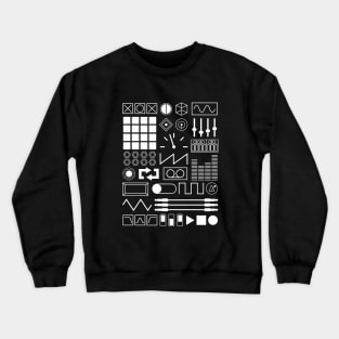 Electronic Musician Synth, Sampler and Drum Machine Controls - White Crewneck Sweatshirt